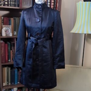 Michael Kors Belted Satin Jacket Blue-Black XS